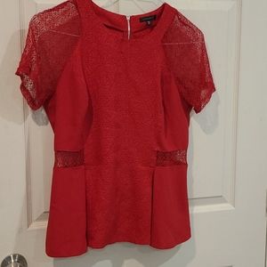 Dynamite red lace and peplum top with zip